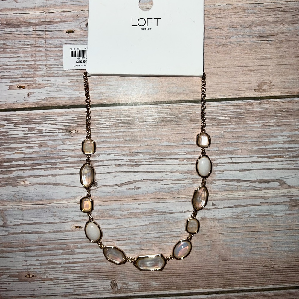 LOFT Women's Gold and Cream Necklace
